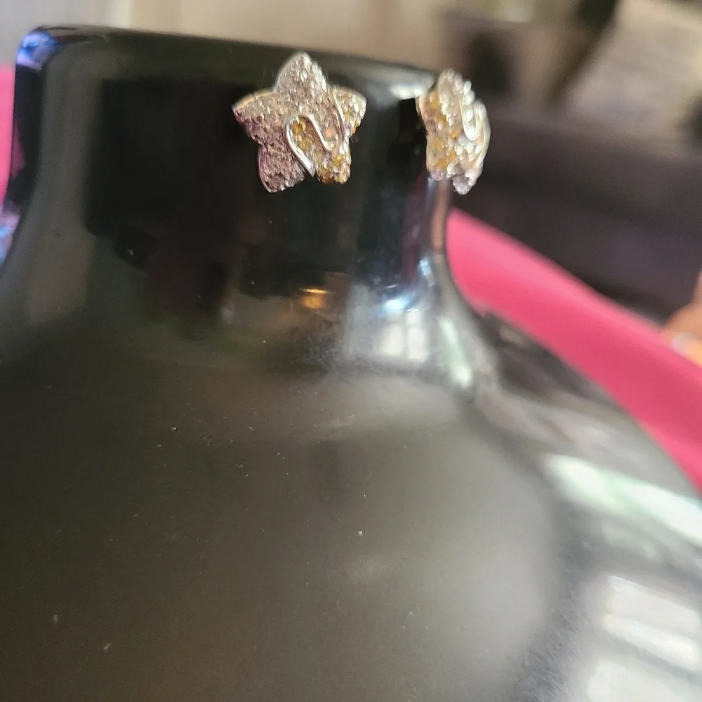 Star sterling silver and topaz earribgs - Picture 3 of 3